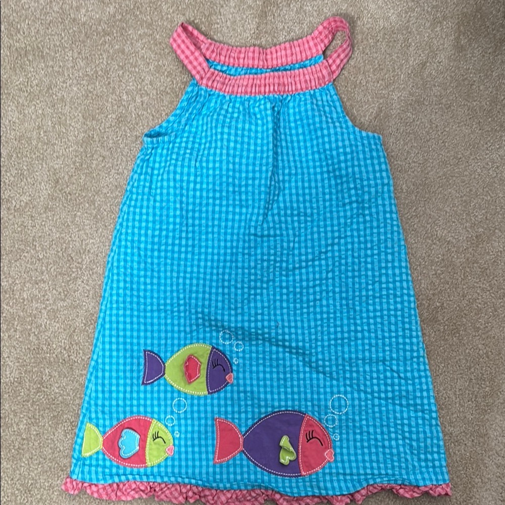 Blue and Pink Kids Dress with Fish Design